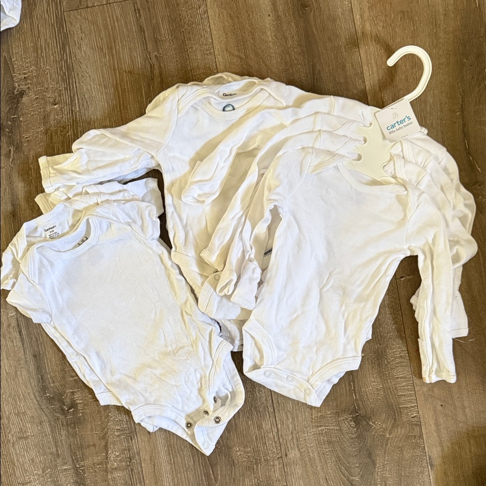14!! NB and 0-3 white onesies NWT or great condition.
